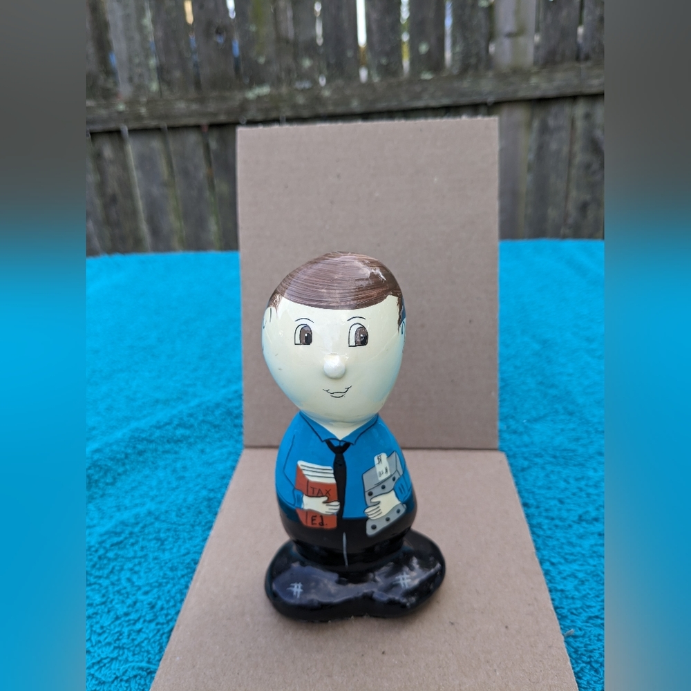 Vintage ROCK HEADS Tax Man Figurine Paperweight Hand Painted